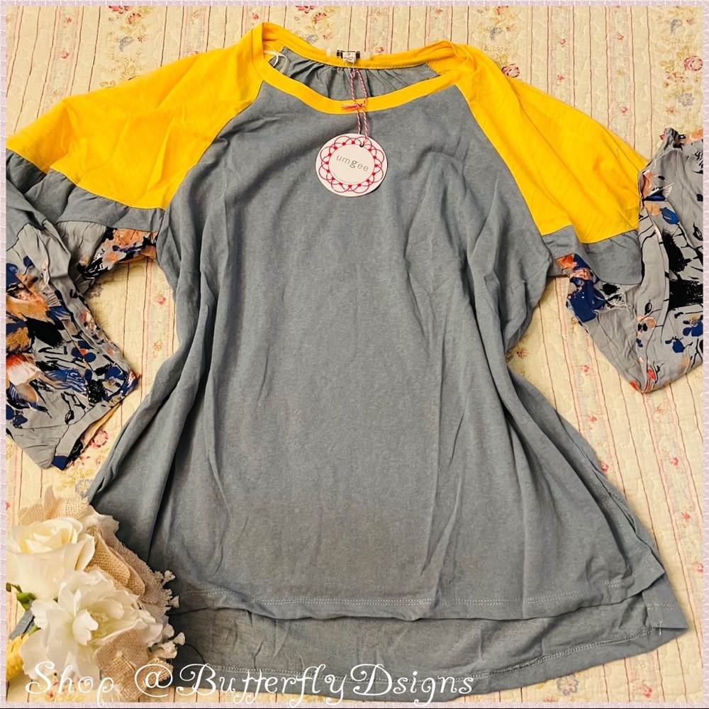 Umgee Floral Color Block Slub Knit Top - Picture 8 of 16